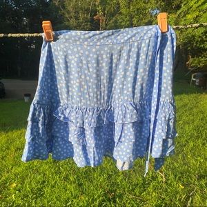 Blue Mini Skirt/Blue Skater Skirt/Floral Skirt
